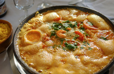 Gastronomy. Shrimp muqueca, delicious cuisine from northeastern Brazil