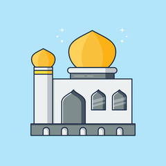 Flat Illustration Vector Graphic of Minimalist Mosque. Perfect for Brochure, Template, Banner, etc.