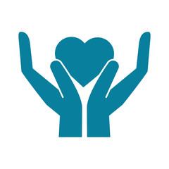 happy friendship day celebration hands with heart love silhouette style icon