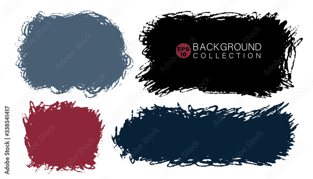 Aufkleber hand painted various shapes for backdrops. vector textured different color elements for designs. sim