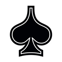 Poker playing card suit Spades outline shape single icon. Spades suit deck of playing cards used for ace in Las Vegas royal casino. Single icon illustration isolated on white. Drawing pic for tattoo.