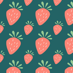 Cute hand drawn seamless pattern - Strawberry - vector