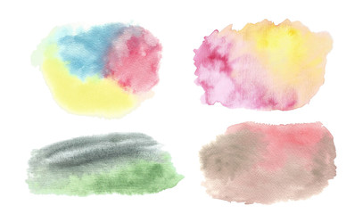 Set of color watercolor stains. Abstract multicolor watercolor gradient paint  texture background.