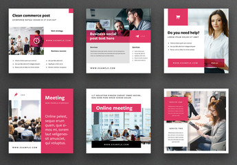 Social Media Post Layout Set with Magenta Accent