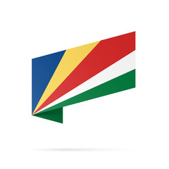 Seychelles flag state symbol isolated on background national banner. Greeting card National Independence Day of the Republic of Seychelles. Illustration banner with realistic state flag.