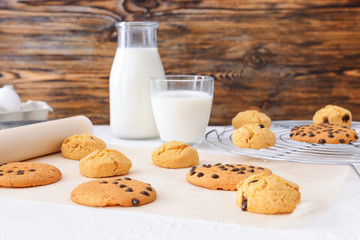 Sweet cookies on white table