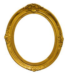 Obraz premium Golden frame for paintings, mirrors or photo isolated on white background