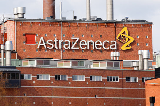 Sodertalje, Sweden - April 13, 2020: Exterior View Of The Multinational Pharmaceutical And Biopharmaceutical Company AstraZeneca Production Plant Located At Snackviken.