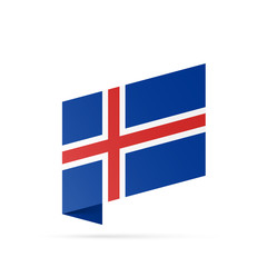 Iceland flag state symbol isolated on background national banner. Greeting card National Independence Day of the Republic of Iceland. Illustration banner with realistic state flag.