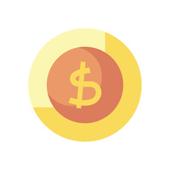 money coin icon, flat style