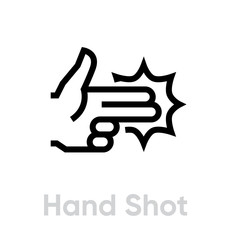 Hand Shot icon. Editable Line Vector.