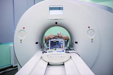 Magnetic resonance imaging scan with patient during the procedure.