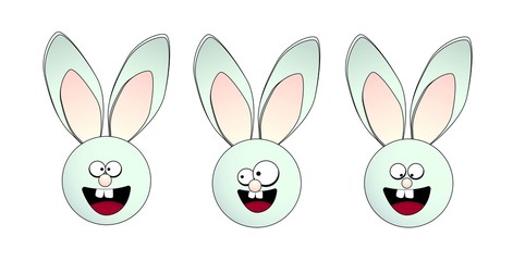 Funny rabbits. Easter bunny. Vector illustration on a white background..