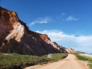 falésias, caminho, no deserto, árido