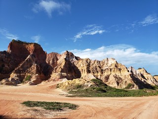 falésias, caminho, no deserto, árido
