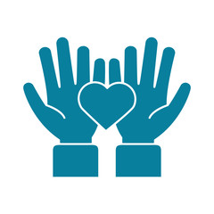 happy friendship day celebration hands with heart give or share love silhouette style icon