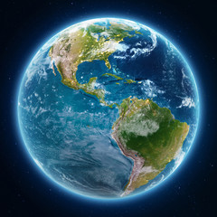 Planet Earth globe at night