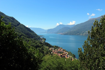 Small villages of Dorio, Corenno Plinio and Dervio on the eastern shore of lake Como in Italy