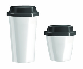 
Vector realistic illustration of large and small glasses with lids.