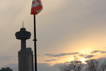 sunset in the city