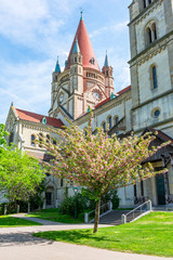 Saint Francis of Assisi Church dome in spring, Vienna, Austria