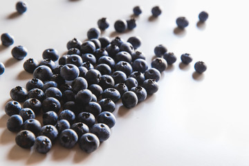 Group of fresh blueberries isolated on white background. Healthy food, health