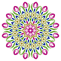Fototapeta na wymiar Mandala. Indian antistress medallion. Abstract islamic flower, arabic henna design, yoga symbol.