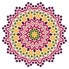 Mandala. Indian antistress medallion. Abstract islamic flower, arabic henna design, yoga symbol.