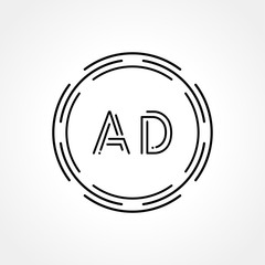 Initial AD Logo Creative Typography Vector Template. Digital Abstract Letter AD Logo Design