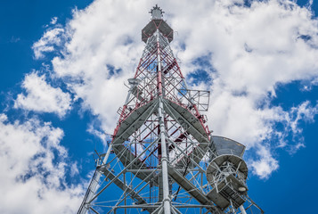 Television tower on the slope of Castle Hill in Lviv, Ukraine