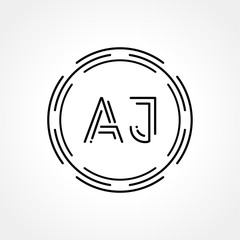 Initial AJ Logo Creative Typography Vector Template. Digital Abstract Letter AJ Logo Design