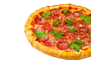 italian pizza with salami on a white plate for a restaurant menu1