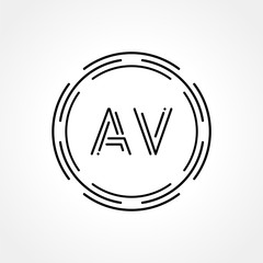 Initial AV Logo Creative Typography Vector Template. Digital Abstract Letter AV Logo Design