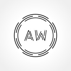 Initial AW Logo Creative Typography Vector Template. Digital Abstract Letter AW Logo Design