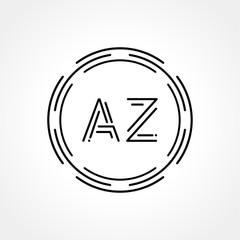 Initial AZ Logo Creative Typography Vector Template. Digital Abstract Letter AZ Logo Design