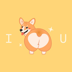 Cute smiling corgi dog vector cartoon illustration. 