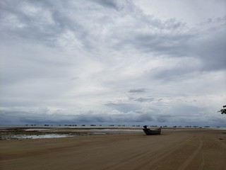 barco encalhado, navio, mar&eacute; baixa, natureza, 