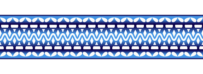 Ceramic tile border pattern. Islamic, indian, arabic motifs. Damask border seamless pattern. Porcelain ethnic bohemian background.