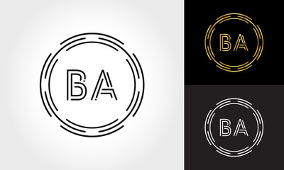 Initial Letter BA Logo Creative Typography Vector Template. Digital Abstract Letter BA Logo Design