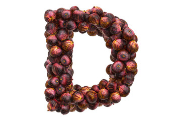 Letter D from common figs, 3D rendering