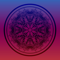 Beautiful detailed mandala on colorful gradient background