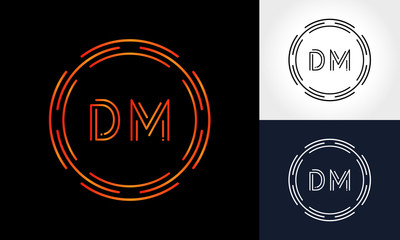 Initial DM Letter Logo With Creative Modern Business Typography Vector Template. Digital Circle Letter DM Logo Design