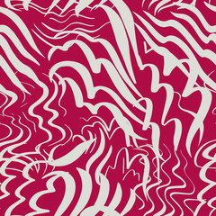 Wavy lines and stripes curved ribbon background. Simple shapes abstract geometric seamless pattern. Trendy flat graphic. For fabric, textile, fashion design, wallpaper, wrapping, surface, scrapbook.