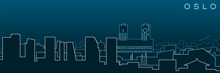 Oslo Multiple Lines Skyline and Landmarks