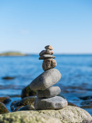 Fototapeta na wymiar stack of stones on a beach