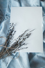 empty paper with lavender flowers