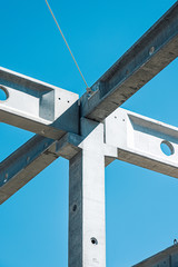 Industrial construction on site of new warehouse factory buildings.
Concrete beams, girders