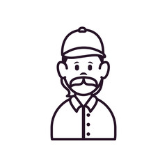 cartoon delivery man with mustache icon, line style