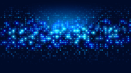 Naklejka premium Dot blue pattern screen led light gradient texture background. Abstract technology big data digital background. 3d rendering.