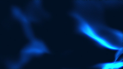Dot white blue wave light screen gradient texture background. Abstract  technology big data digital background. 3d rendering.